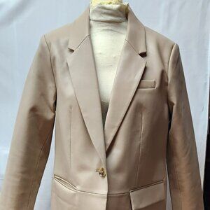 BCBG Maxazria Women's Vegan Leather Blazer/Coat Beige Size Large NWT